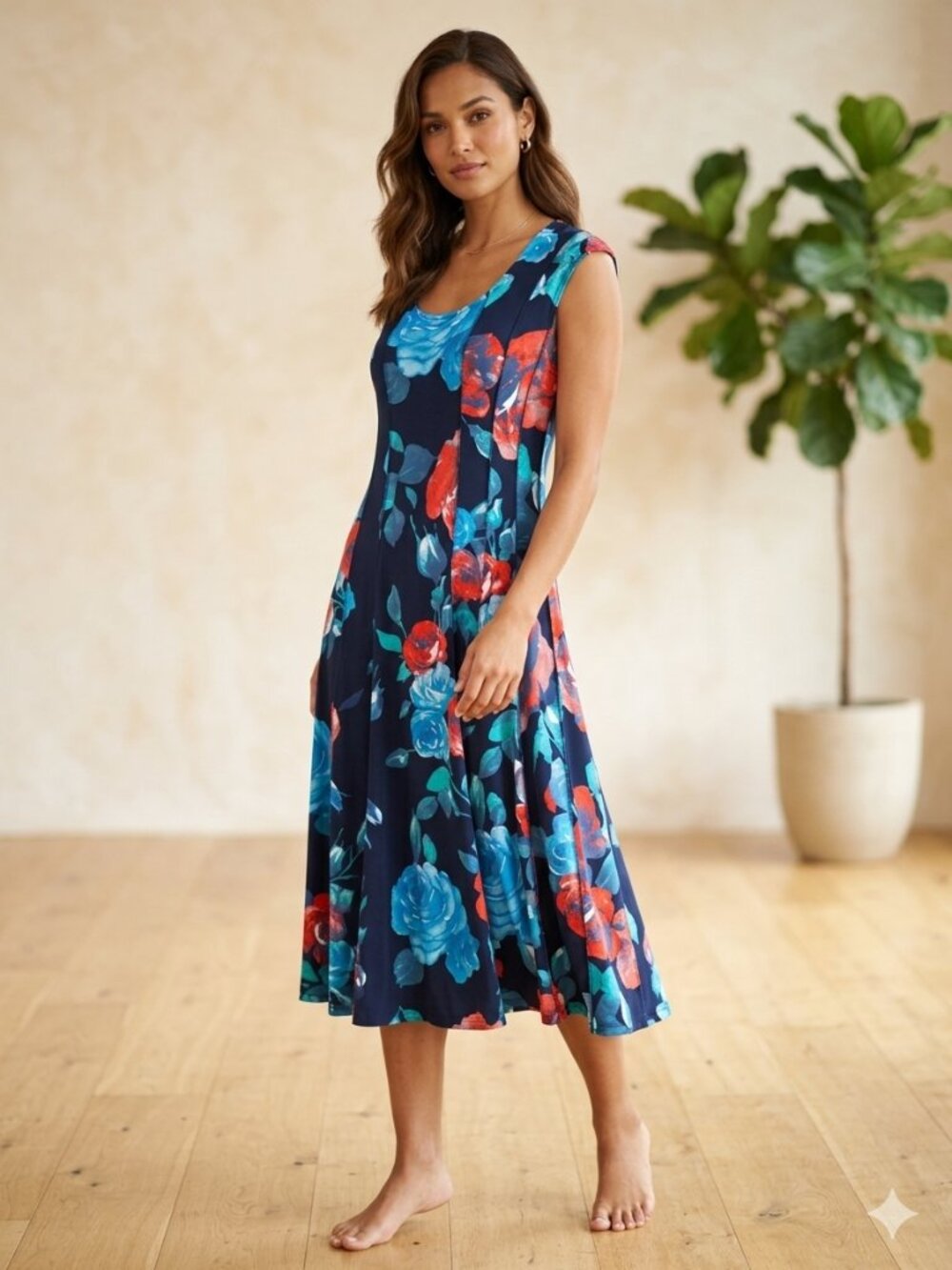 Papillon Floral Sleeveless Dress -Small